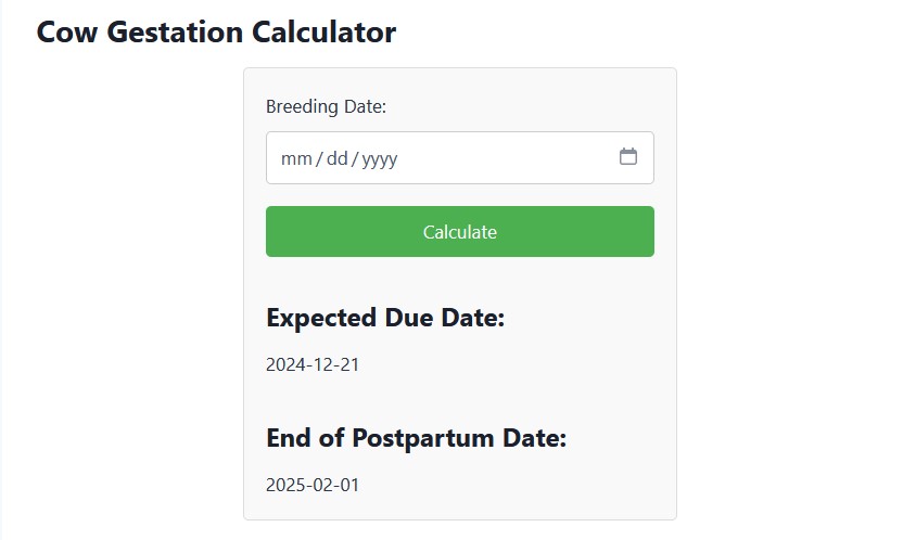 Cow Gestation Calculator