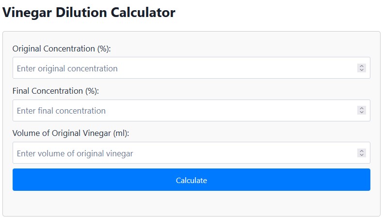 Vinegar Dilution Calculator