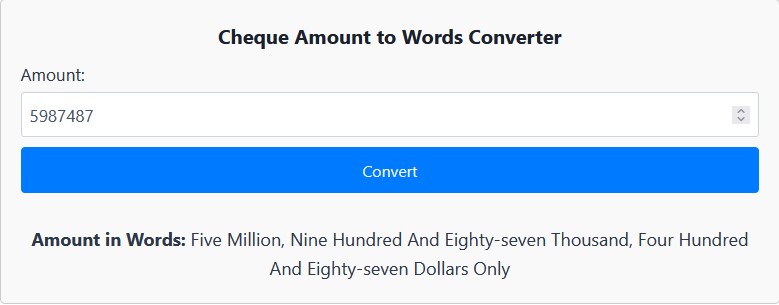 Cheque Amount to Words Converter