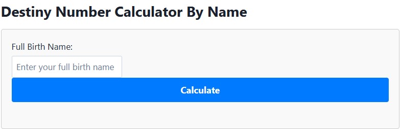 Destiny Number Calculator By Name