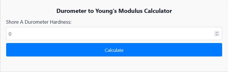 Durometer to Young's Modulus Calculator