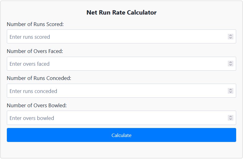 Net Run Rate Calculator