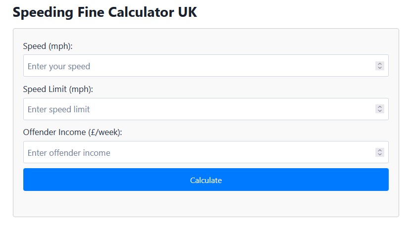 Speeding Fine Calculator UK