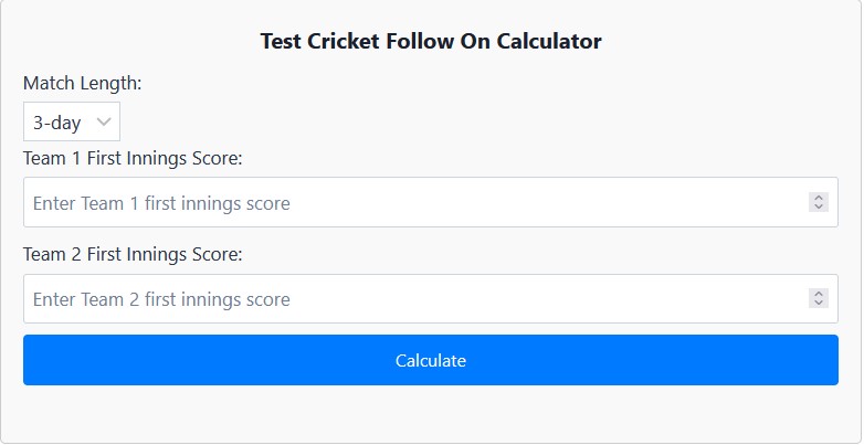 Test Cricket Follow On Calculator
