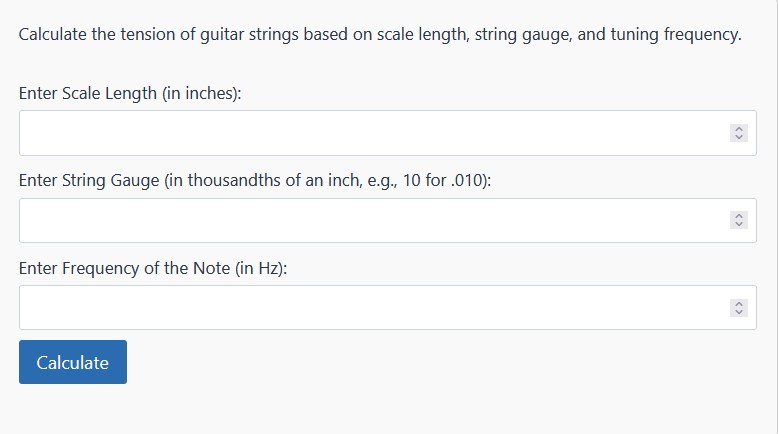 Guitar String Tension Calculator