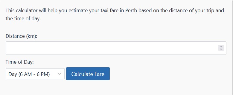 Perth Taxi Fare Calculator