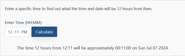 when is 1 day 12 hours from now