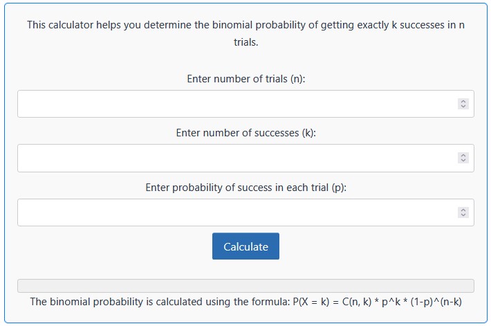 Binomial Probability Distribution Calculator