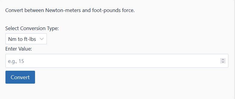 Nm To Ft-lbs Converter - Calculate Newton-meters To Foot Pounds