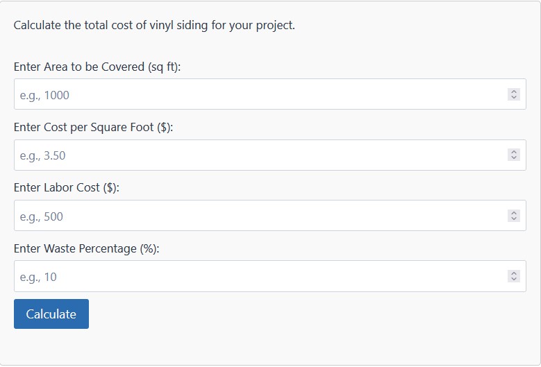 Vinyl Siding Price Calculator Find Estimated Cost of Vinyl Siding
