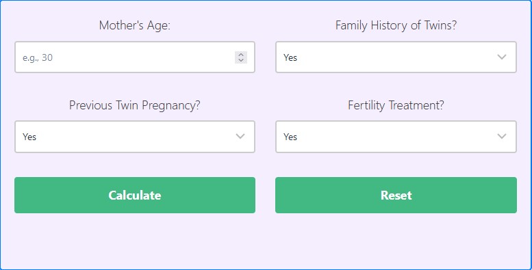 Chances of Having Twins Calculator