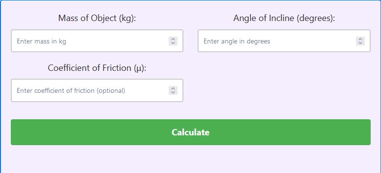 Inclined Plane Calculator