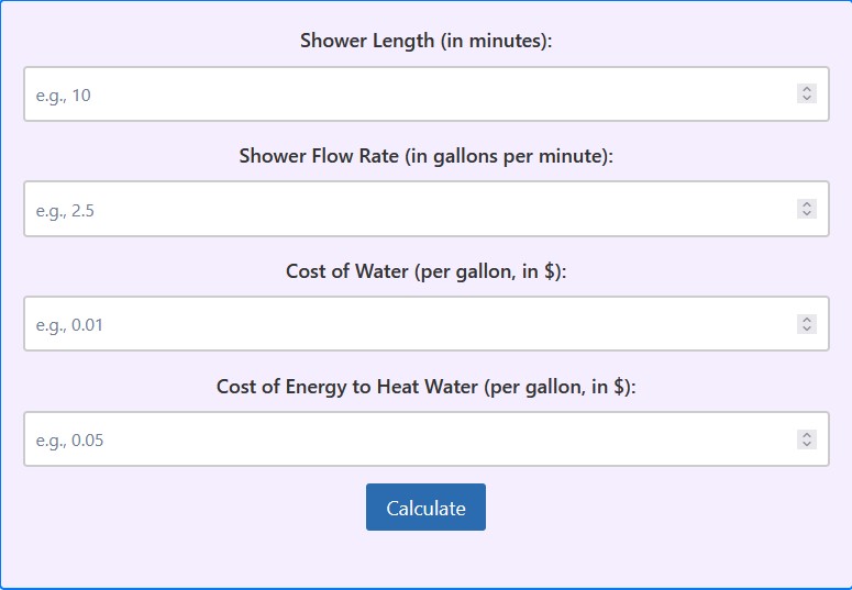 Shower Cost Calculator