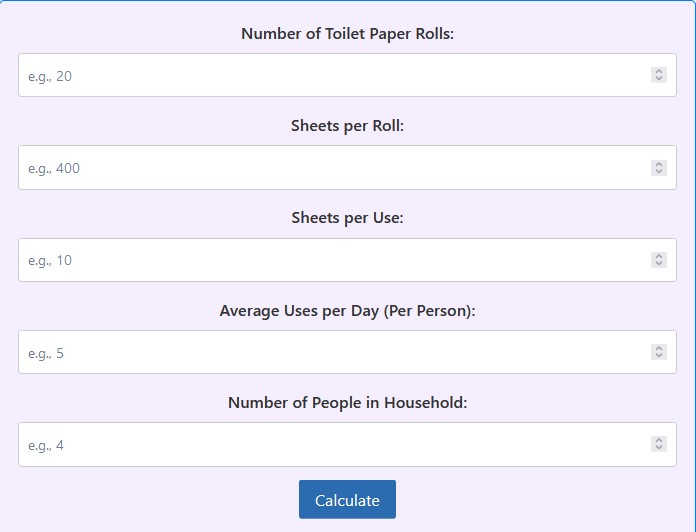 Toilet Paper Calculator How Much Toilet Paper to Use