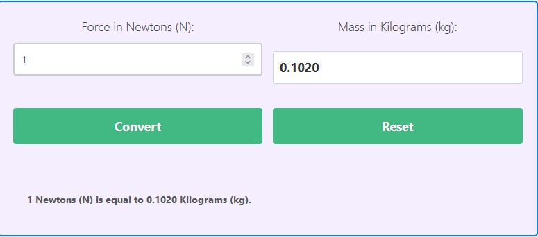 Newton to Kilograms Converter N to kgf Conversion