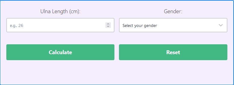 Ulna Length To Height Calculator