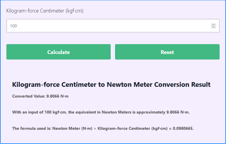 Convert Kilogram Force Centimeters To Newton Meters Kgf Cm To Nm 